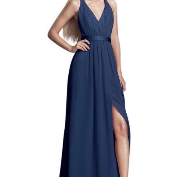 Vera Wang White Plus 14 Royal Blue Chiffon Sleeveless Bridesmaid Dress Maxi - Picture 1 of 8